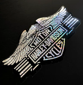 BIG HARLEY DAVIDSON MOTORCYCLE WING emblem VINTAGE sticker decal Prism Prismatic - Picture 1 of 4