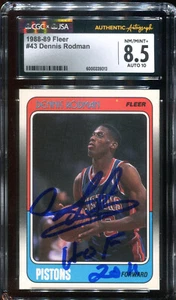 1988 Fleer #43 Dennis Rodman signed auto inscribed RC card CGC JSA 8.5 10 - Picture 1 of 2