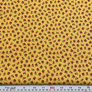 Vintage 2002 Mary Engelbreit Cranston Cherries on Yellow Cotton by the HALF YARD - Picture 1 of 2
