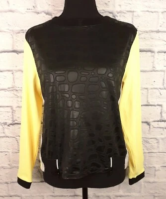 Camisa de golf Jamie Sadock manga larga pequeña cuero simulado amarillo negro Foto 1 de 4