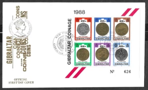 QE II - GIBRALTAR - NEW COINAGE FIRST DAY COVER - 11th OCT 1988 - Picture 1 of 1