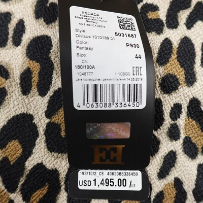 NEW Escada Dress Womens 44 Leopard Animal Print 3/4 Sleeve Zip Midi Shift Dress - Image 1 of 4