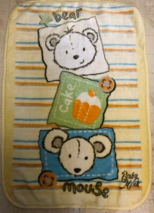 Vintage World Of Baby Mink BEAR CAKE MOUSE Blanket Yellow Blue Orange Lovey T6 - Picture 1 of 1