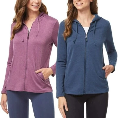 *NWT* 32 Degrees Ladies 2-Pack Lightweight Full Zip Hoodie(Ht Denim/Ht Berry,S) - Image 1 of 4