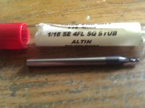 1/16 Zoll 4 Flöte Single End Stub Länge AlTiN beschichtet Hartmetall Schaftfräser USA - Bild 1 von 1