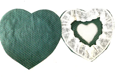 Kit de Almohada Punto de Cruz Encaje Corazón Tela Verde 8" x 7-1/2" Frontal Para Coser Foto 1 de 4