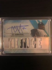 2015 topps triple threads cc sabathia auto/jersey