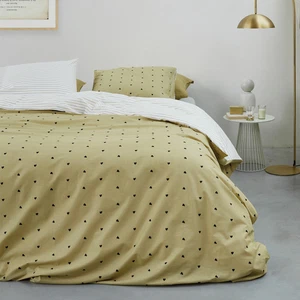 Striped Hearts Yellow Cotton Quilt Cover Set by VTWonen - Picture 1 of 5