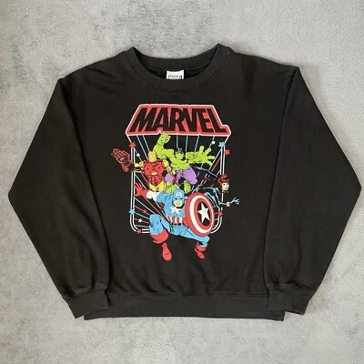 Sudadera Marvel Niños Talla Mediana Negra Retro Vengadores Estilo Vintage Cuello Redondo Foto 1 de 4