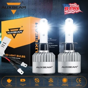 AUXBEAM H1 LED Headlight High Beam or Low Beam Conversion Kit Super Bright 6000K - Picture 1 of 12