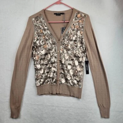 Brand New Vertigo Sequined Cardigan Size S Taupe - Image 1 of 4