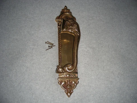 Beautiful Yellow Brass Elephant Head and Trunk Door Handle Pull 13"tall Cover