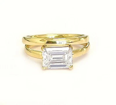 IGI Certified 14k Solid Yellow Gold Emerald Cut Diamond Engagement Ring 2.00ct - Image 1 of 4
