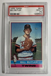 1976 TOPPS #619 BILL BUTLER TWINS PSA MINT 9 (PD) - Picture 1 of 2