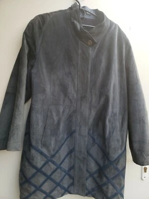 Chaqueta Abrigo Paco Rabanne Paris Vintage Años 70 80 Gamuza Azul Talla 44. Foto 1 de 4