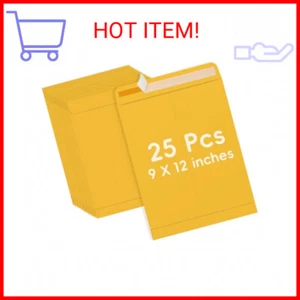 25 Pack 9 x 12 Catalog Mailing Envelopes, Self-Seal Brown Kraft Manilla Envelope - Picture 1 of 2