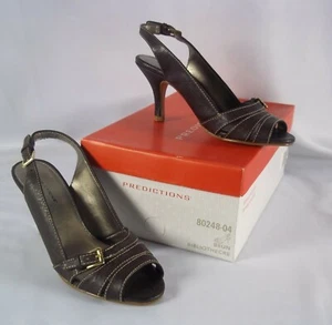 Predictions Women’s Librarian Brown Peep Toe Heels Sling Back NIB Size 6 - Picture 1 of 7