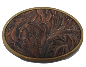 Oden Leaf Pattern USA Made 2 3/4 X 2 inches Belt Buckle in Box - Picture 1 of 10