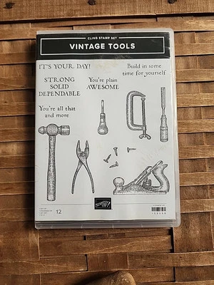 Stampin Up Vintage Tools Cling Stamp Set  Masculine Strong Solid Dependable NEW - Image 1 of 4