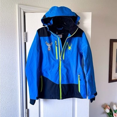 Spyder Team USA Thinsulate Ski Jacket Waterproof Blue Black Yellow 6 GUC - Image 1 of 4