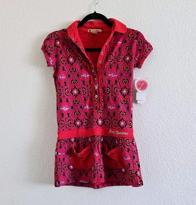 APPLE BOTTOMS Girls Size M Red Floral Polo Dress Drop Waist 10/12 New With Tags  - Image 1 of 4