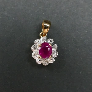 9ct Yellow Gold 375 Ruby & Diamond Pendant - Picture 1 of 5