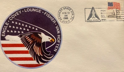 NASA SHUTTLE SPACE COVER STS-51-I DISCOVERYLAUNCH KSC 27 AUG  1985 AS PICTURED - Image 1 of 4