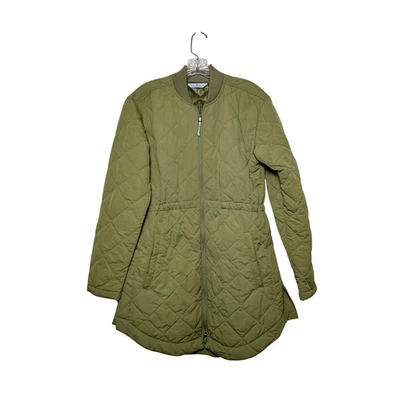 Alpine Design Women's Quilted Olive Green Longline Nylon Bomber Jacket Small - Image 1 of 4