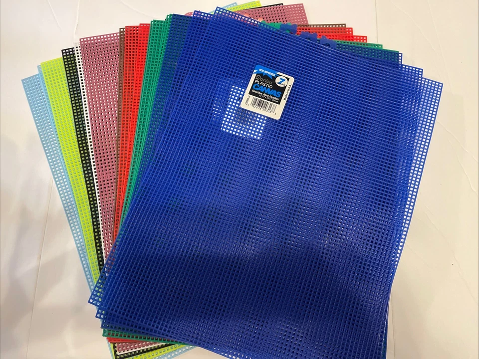 VARIETY Colors 7 MESH FULL PLASTIC CANVAS SHEETS LOT 16 DARICE + 13.5x10.5” Lot5 - Image 1 of 1