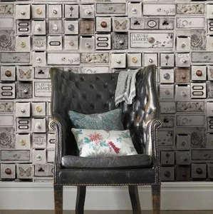 Graham & Brown Fresco Trinket Box Grey Wallpaper 5m2 56 sq ft. - Picture 1 of 6