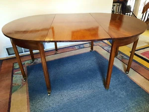 1700s Mahogany Chippendale/Hepplewhite D Table with Leaf & Casters Free Shipping - Picture 1 of 10