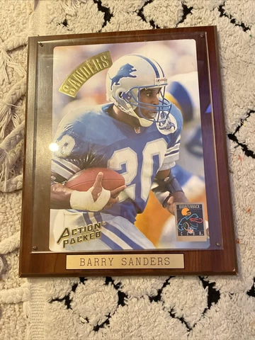 Barry Sanders Action Packed Jumbo Card Framed Plaque 10.5 x 12.5 Vintage Detroit Cover