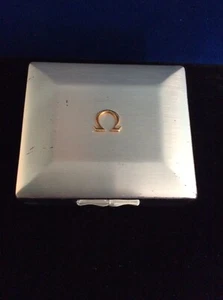 Vintage Omega Watch Box Silver Tone With Gold Tone Symbol - Picture 1 of 9