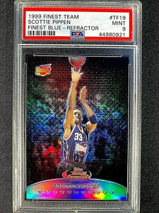 PSA 9 MINT SCOTTIE PIPPEN 1999 FINEST TEAM FINEST #D /150 BLUE REFRACTOR=GRD974=