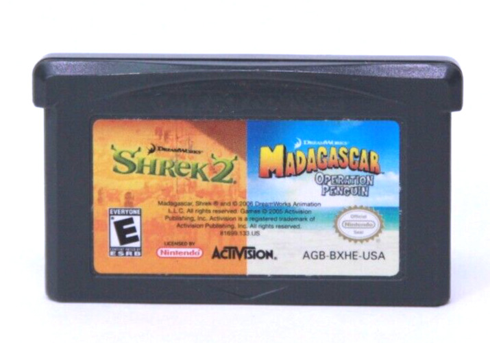 Shrek 2 / Madagascar  2-in-1 Fun Pack Nintendo Game Boy Advance - Tested