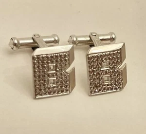 B&K "B" Form Vintage Manschettenknöpfe Sterling 925 Markasit Post Style Buchstabe BB - Bild 1 von 12