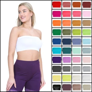 Prenda para el torso Boob Tube sin tirantes para mujer liso elástico con correa chaleco sujetador top recortado de verano - Imagen 1 de 43