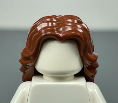 Волнистые женские волосы средней длины с центральной частью LEGO Minifigure красновато-коричневые 90396 - Изображение 1 из 4