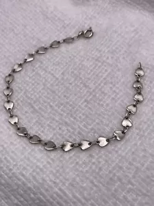 Vintage Petite Sterling Silver 5mm Hearts FMC Bracelet 7 Inch - Picture 1 of 6