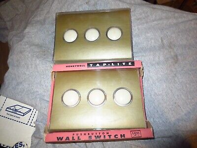 6 Vintage TAP-LITE Push Button Light Switch & Wall Cover Lot NOS HONEYWELL • 180$