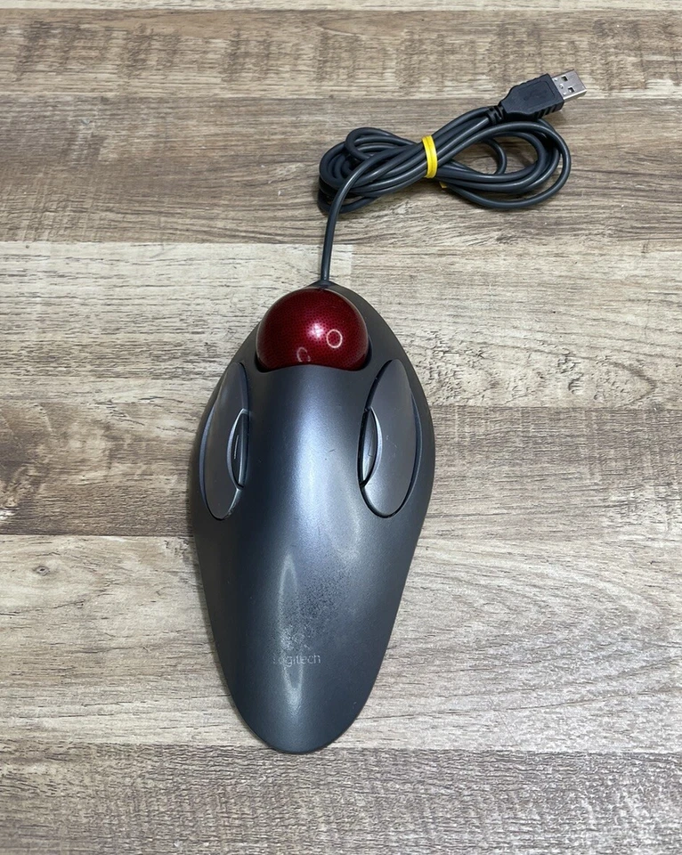 Logitech T-BC21 810-000767 Optical Trackman Marble USB Mouse Silver Ergonomic - Image 1 of 4