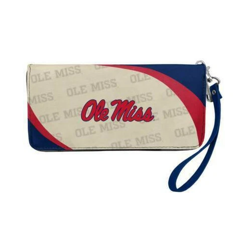 NEW! MISSISSIPPI OLE MISS REBELS "CURVE" ZIP ORGANIZER WALLET WRISTLET LICENSED Cover