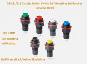 Interruptor de botón circular DS-211/213 autoajustable autobloqueante agujero desbloqueado 10 mm - Imagen 1 de 15