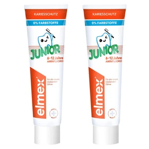 elmex Zahnpasta Junior 6-12 Jahre mit Fluorid Kinder Zahnpasta ★ 2x75ml