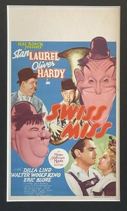SWISS MISS (MGM 1938), LAUREL & HARDY MINI WINDOW CARD, AL HIRSCHFELD ART