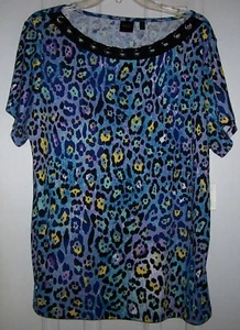 NWT Rafaella Womens Plus 2X Top  Pullover Shirt Cotton Embellished Neck MSRP $50 - Picture 1 of 10