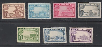 利比里亚 # 368-70 C114-17 全新邮票 1958 年国旗带框架印在胶和正面国旗上 — 第 1/2 张图片