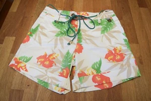 Blue Deep Tropical Floral Hawaiian Print Ladies Shorts Cotton Blend Sz 38 EUR - Picture 1 of 8
