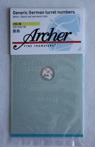 Números de torreta Archer Fine Transfers 1/72 - 76 alemanes de la Segunda Guerra Mundial (blanco) AR74001W - Imagen 1 de 1