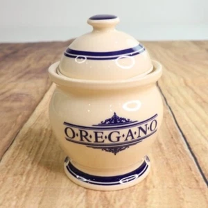 Tarro de especias de orégano de cerámica victoriana 1869 almacenamiento de cocina Inglaterra crema - Imagen 1 de 7